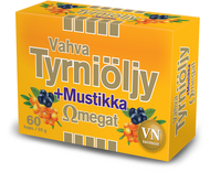 Kuva tuotteesta Vahva Tyrniöljy + Mustikka Omegat, 60 kaps